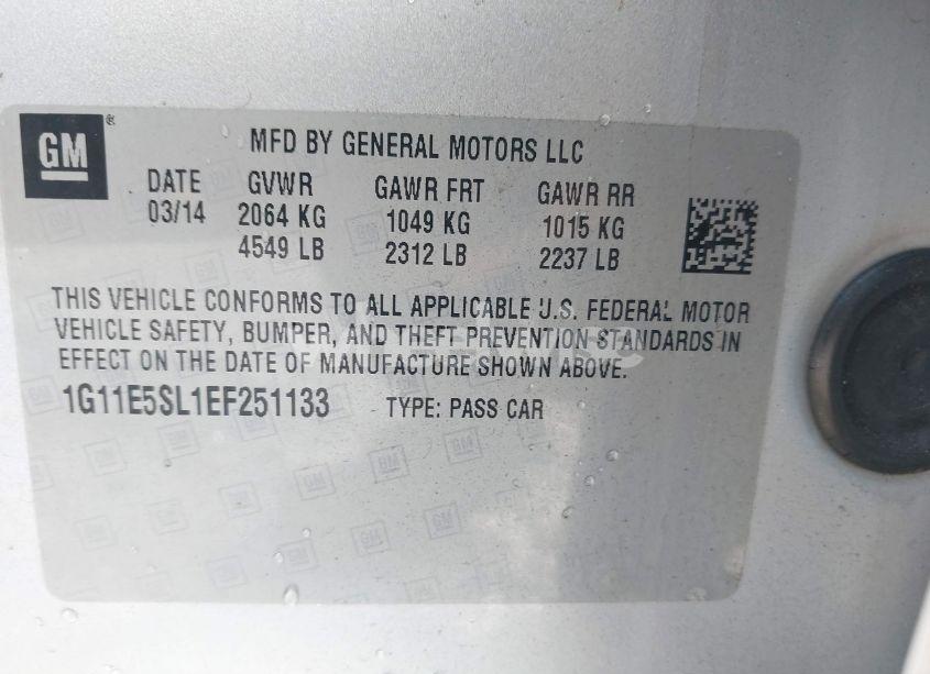 Photo 9 of 2014 Chevrolet Malibu 2LT (VIN 1G11E5SL1EF251133)