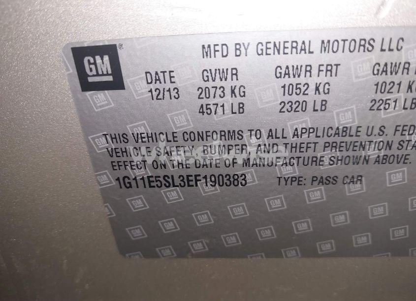 Photo 9 of 2014 Chevrolet Malibu 2LT (VIN 1G11E5SL3EF190383)