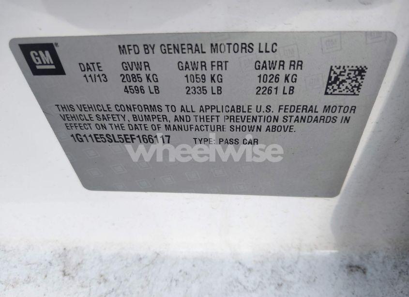 Photo 9 of 2014 Chevrolet Malibu LT (VIN 1G11E5SL5EF166117)