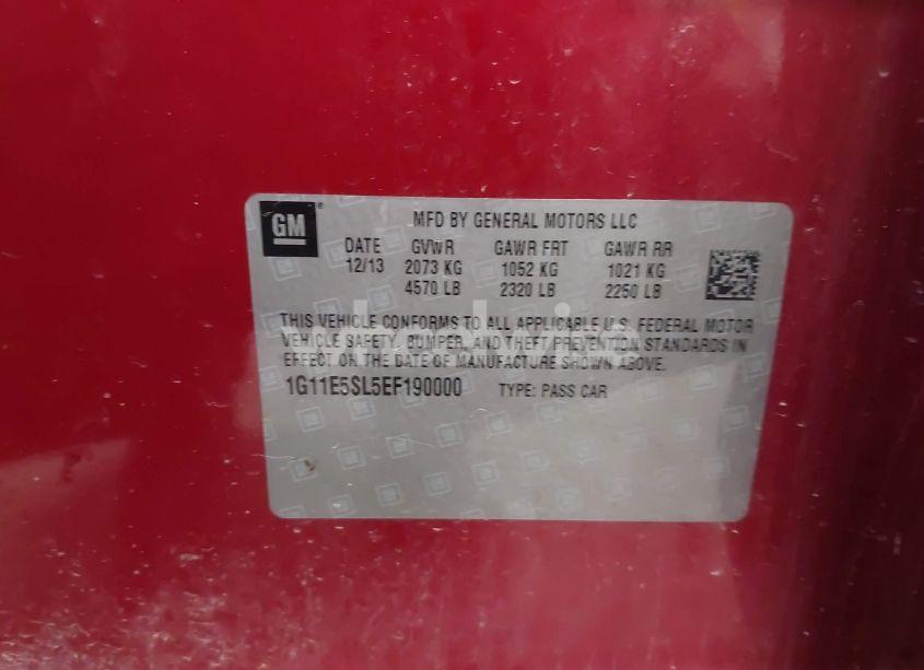 Photo 9 of 2014 Chevrolet Malibu 2LT (VIN 1G11E5SL5EF190000)