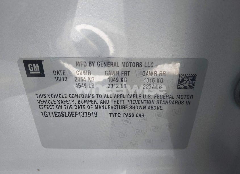 Photo 9 of 2014 Chevrolet Malibu 2LT (VIN 1G11E5SL6EF137919)