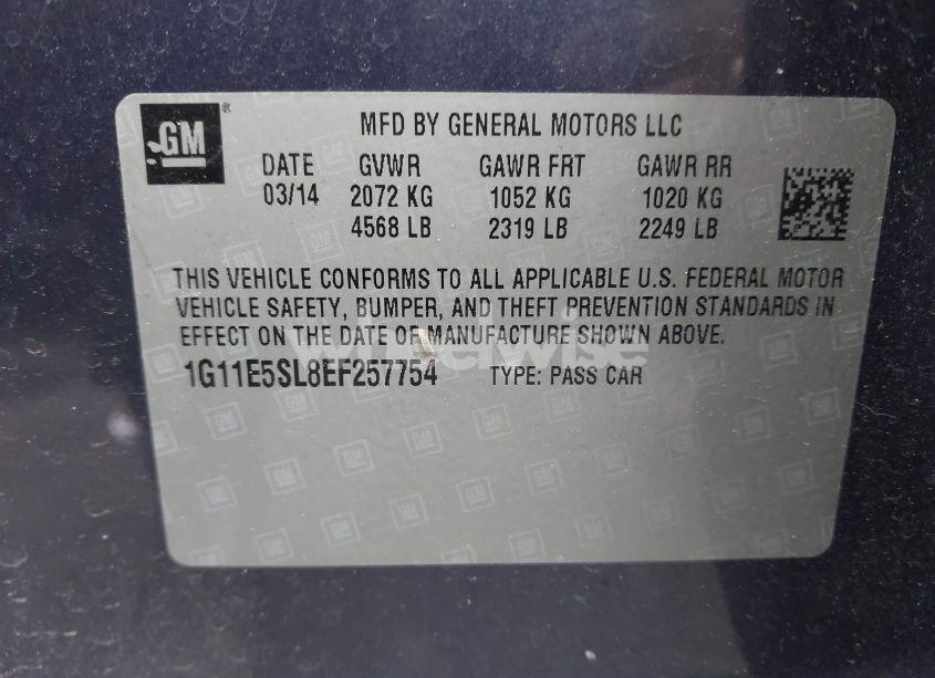 Photo 9 of 2014 Chevrolet Malibu LT (VIN 1G11E5SL8EF257754)