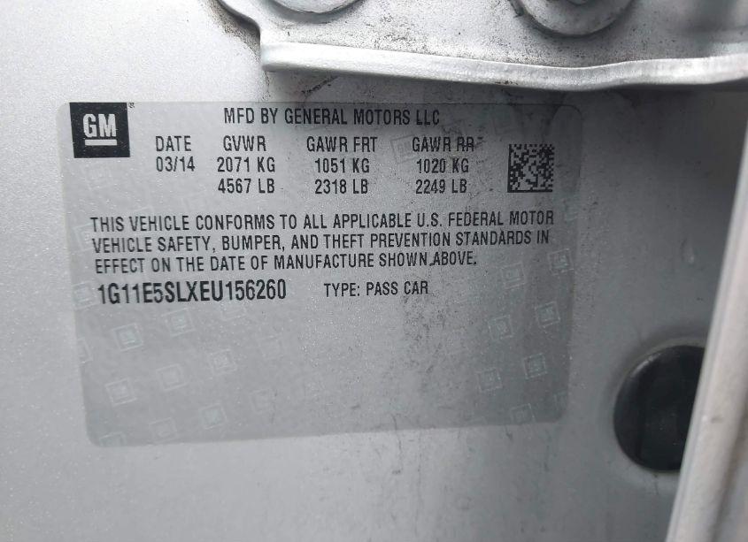 Photo 9 of 2014 Chevrolet Malibu LT (VIN 1G11E5SLXEU156260)