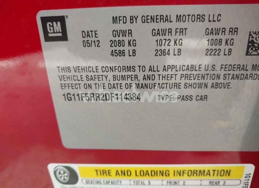 Photo 9 of 2013 Chevrolet Malibu ECO PREMIUM AUDIO (VIN 1G11F5RR2DF114384)