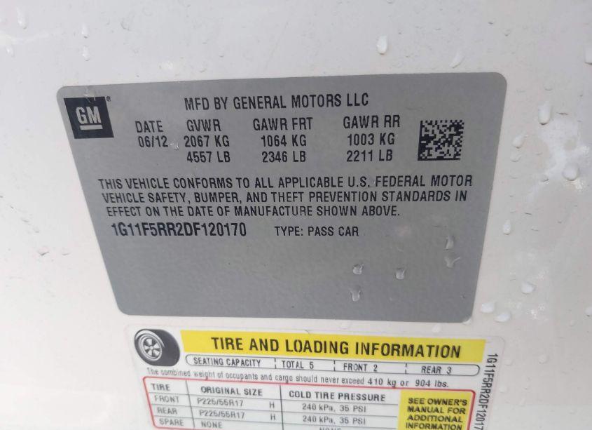 Photo 9 of 2013 Chevrolet Malibu ECO PREMIUM AUDIO (VIN 1G11F5RR2DF120170)