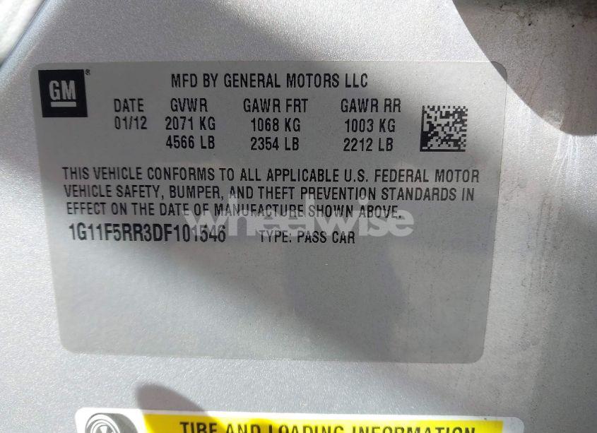 Photo 9 of 2013 Chevrolet Malibu ECO PREMIUM AUDIO (VIN 1G11F5RR3DF101546)
