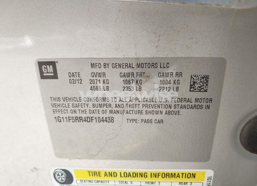 Photo 9 of 2013 Chevrolet Malibu ECO PREMIUM AUDIO (VIN 1G11F5RR4DF104438)