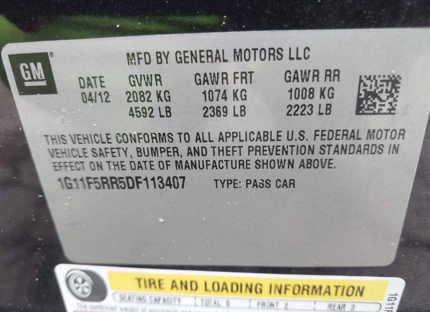Photo 9 of 2013 Chevrolet Malibu ECO PREMIUM AUDIO (VIN 1G11F5RR5DF113407)
