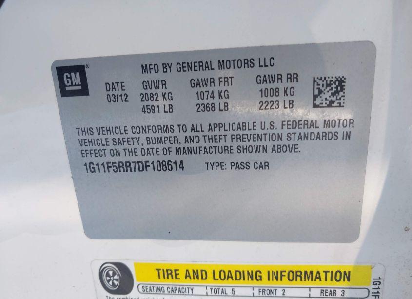 Photo 9 of 2013 Chevrolet Malibu ECO PREMIUM AUDIO (VIN 1G11F5RR7DF108614)
