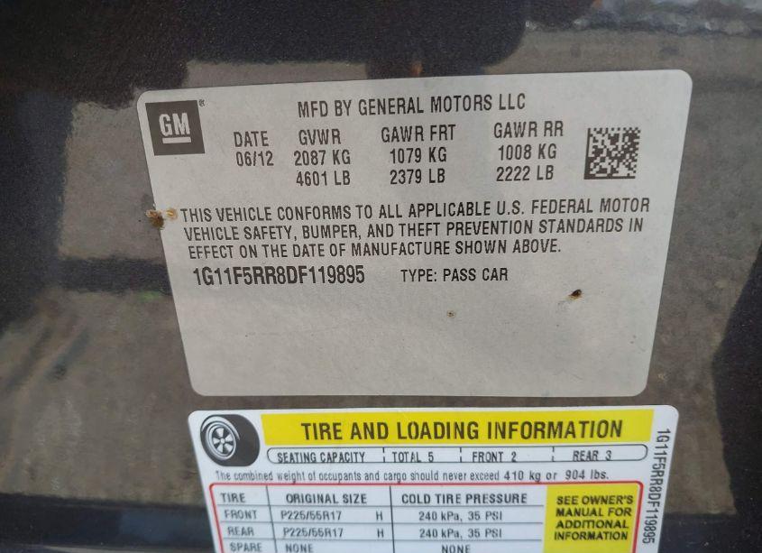 Photo 9 of 2013 Chevrolet Malibu ECO PREMIUM AUDIO (VIN 1G11F5RR8DF119895)
