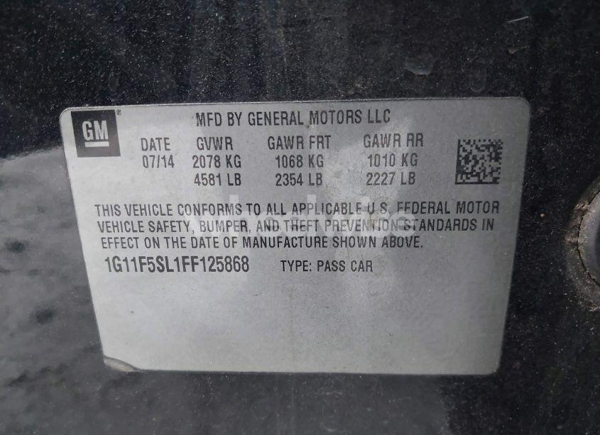 Photo 9 of 2015 Chevrolet Malibu 1LZ (VIN 1G11F5SL1FF125868)