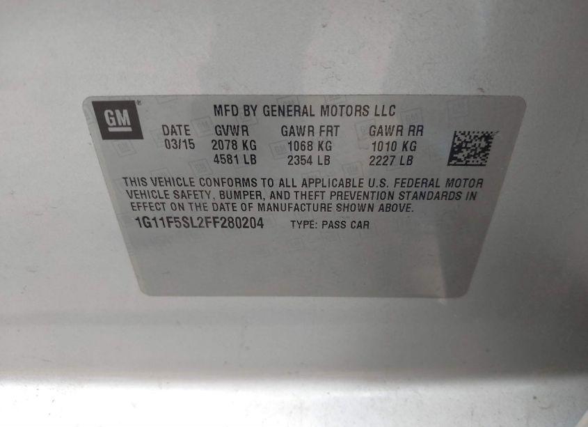 Photo 9 of 2015 Chevrolet Malibu 1LZ (VIN 1G11F5SL2FF280204)