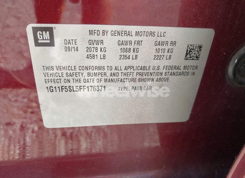 Photo 9 of 2015 Chevrolet Malibu 1LZ (VIN 1G11F5SL5FF176371)