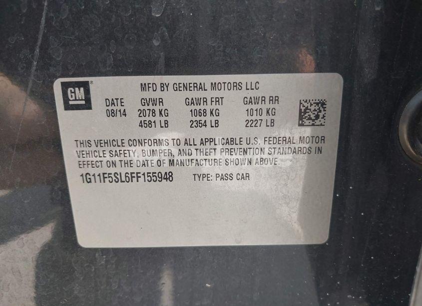 Photo 9 of 2015 Chevrolet Malibu 1LZ (VIN 1G11F5SL6FF155948)