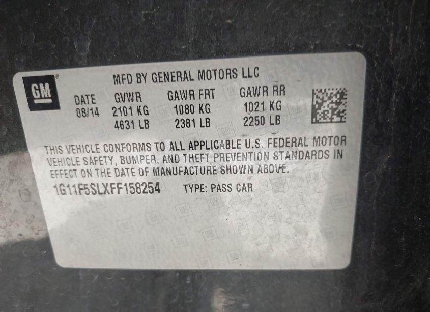 Photo 9 of 2015 Chevrolet Malibu 1LZ (VIN 1G11F5SLXFF158254)