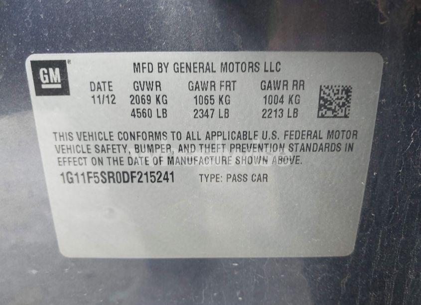 Photo 9 of 2013 Chevrolet Malibu ECO PREMIUM AUDIO (VIN 1G11F5SR0DF215241)
