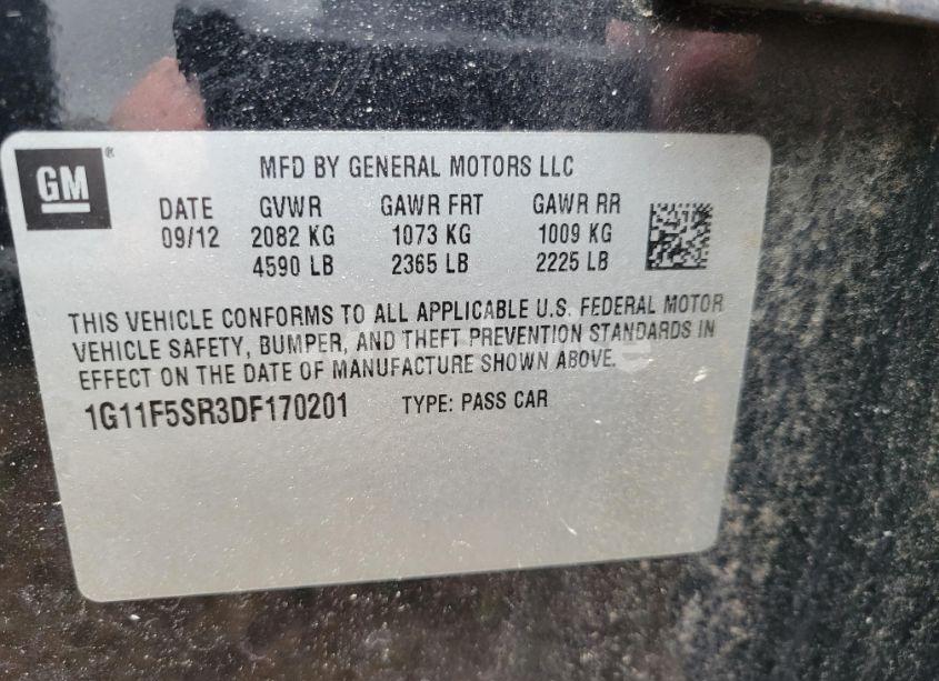 Photo 9 of 2013 Chevrolet Malibu (VIN 1G11F5SR3DF170201)