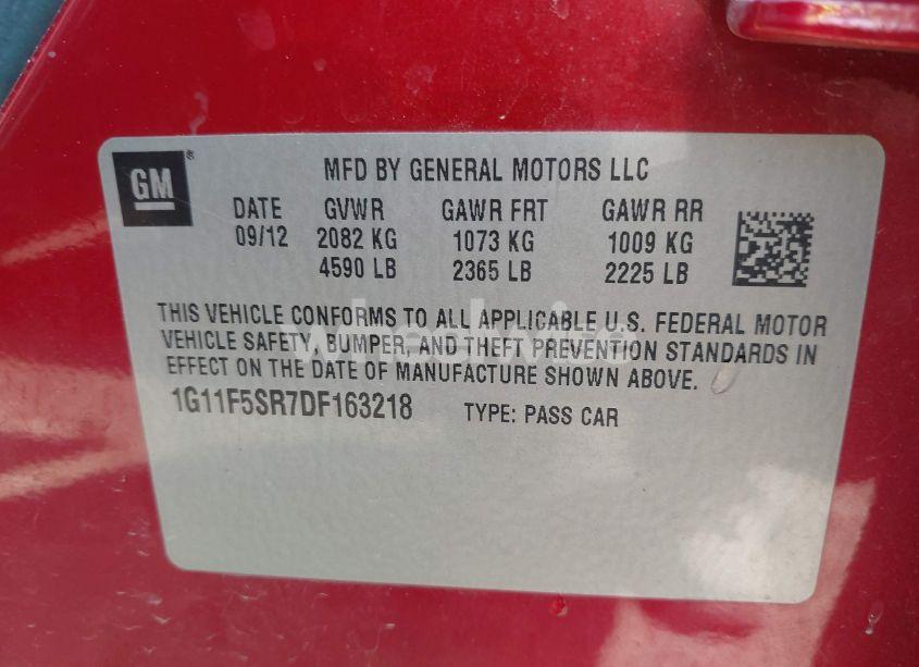 Photo 9 of 2013 Chevrolet Malibu ECO PREMIUM AUDIO (VIN 1G11F5SR7DF163218)