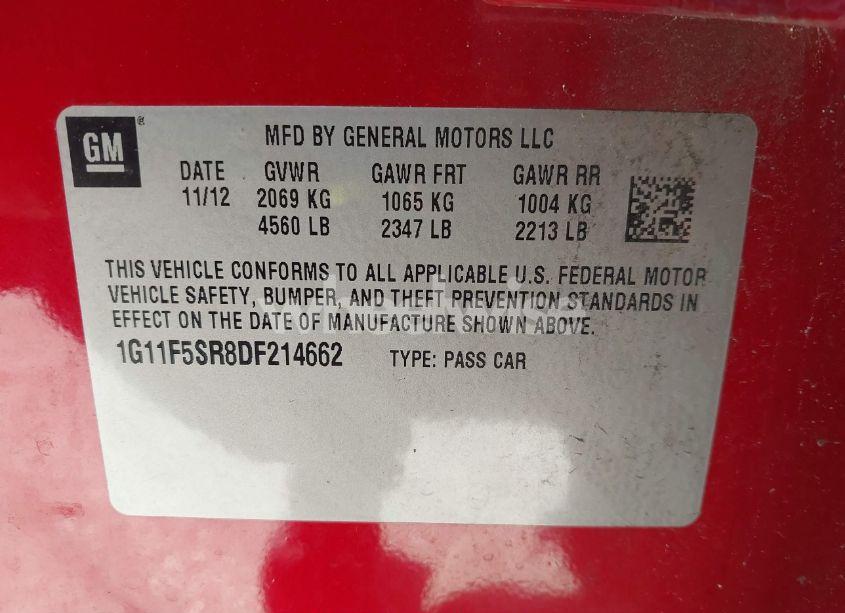 Photo 9 of 2013 Chevrolet Malibu ECO PREMIUM AUDIO (VIN 1G11F5SR8DF214662)