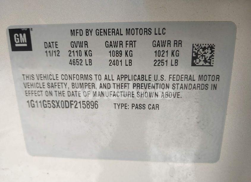 Photo 9 of 2013 Chevrolet Malibu 3LT (VIN 1G11G5SX0DF215896)