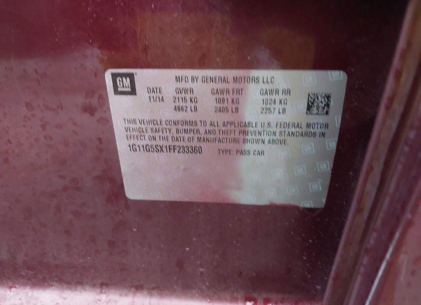 Photo 9 of 2015 Chevrolet Malibu 2LZ (VIN 1G11G5SX1FF233360)