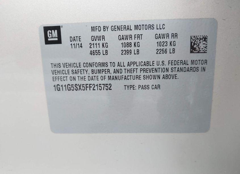 Photo 9 of 2015 Chevrolet Malibu 2LZ (VIN 1G11G5SX5FF215752)