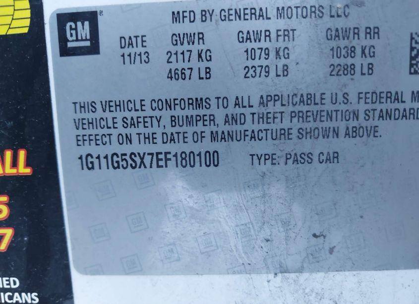 Photo 9 of 2014 Chevrolet Malibu 3LT (VIN 1G11G5SX7EF180100)