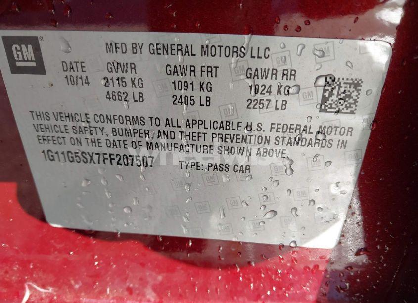 Photo 9 of 2015 Chevrolet Malibu 2LZ (VIN 1G11G5SX7FF207507)