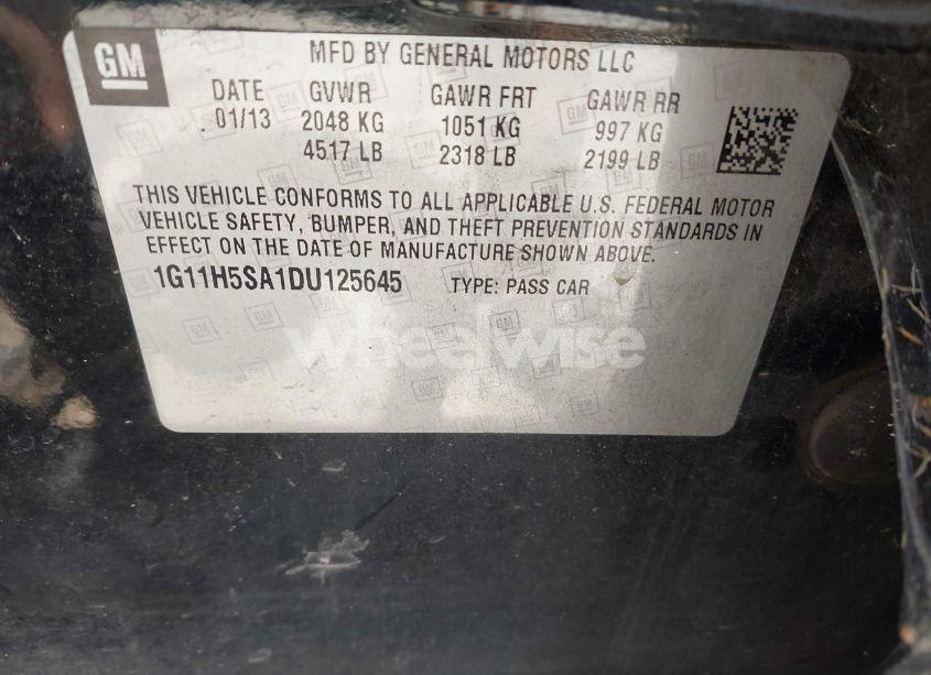 Photo 9 of 2013 Chevrolet Malibu 1LZ (VIN 1G11H5SA1DU125645)