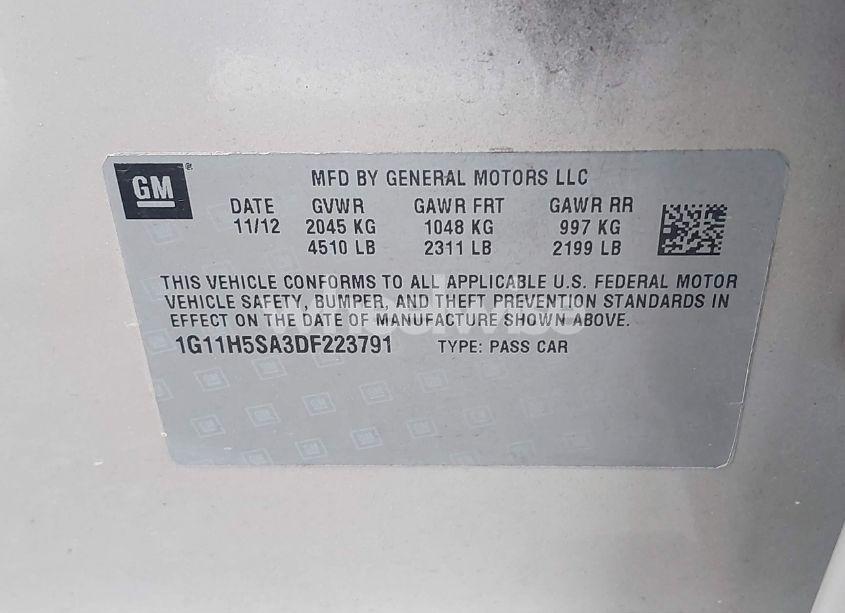Photo 9 of 2013 Chevrolet Malibu 1LZ (VIN 1G11H5SA3DF223791)