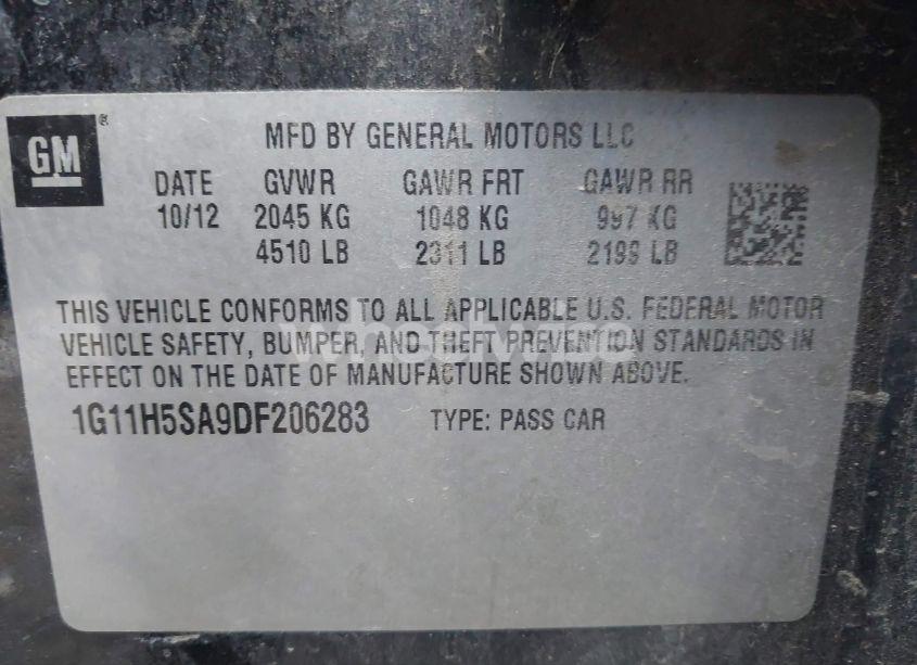 Photo 9 of 2013 Chevrolet Malibu 1LZ (VIN 1G11H5SA9DF206283)