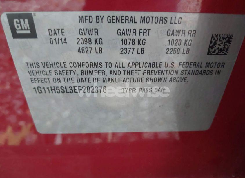 Photo 9 of 2014 Chevrolet Malibu 1LZ (VIN 1G11H5SL3EF202376)