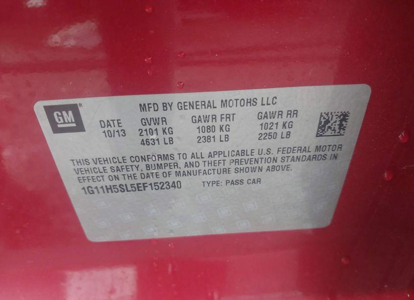 Photo 9 of 2014 Chevrolet Malibu 1LZ (VIN 1G11H5SL5EF152340)