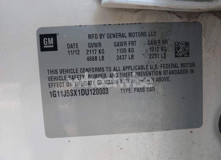 Photo 9 of 2013 Chevrolet Malibu 2LZ (VIN 1G11J5SX1DU120003)