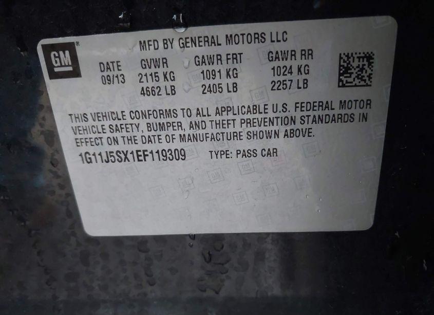 Photo 9 of 2014 Chevrolet Malibu 2LZ (VIN 1G11J5SX1EF119309)