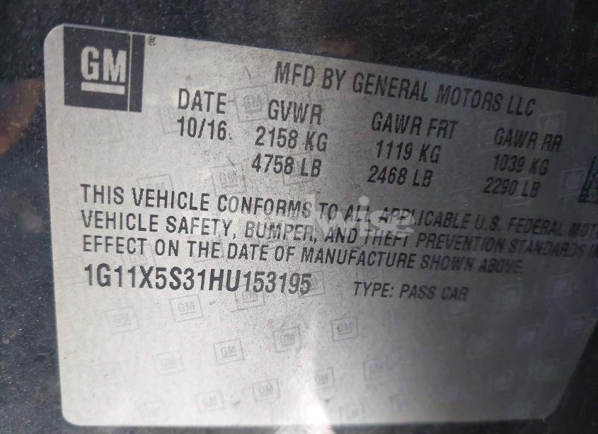 Photo 9 of 2017 Chevrolet Impala 1FL (VIN 1G11X5S31HU153195)