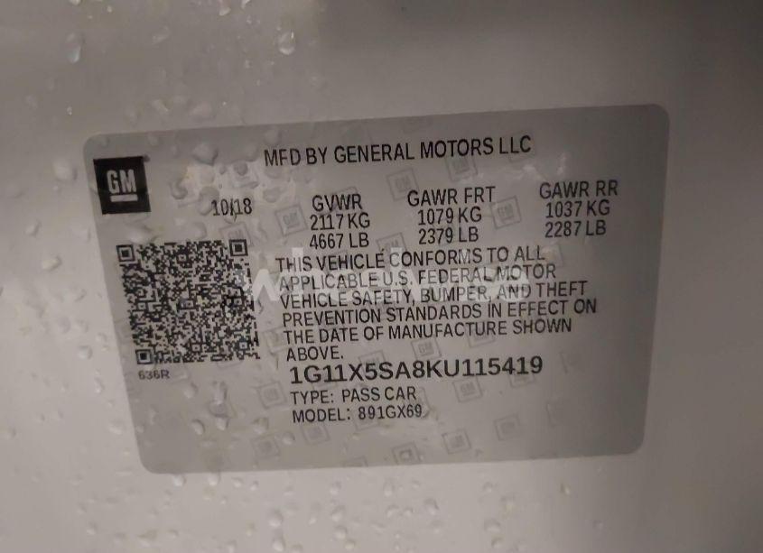 Photo 9 of 2019 Chevrolet Impala LS (VIN 1G11X5SA8KU115419)