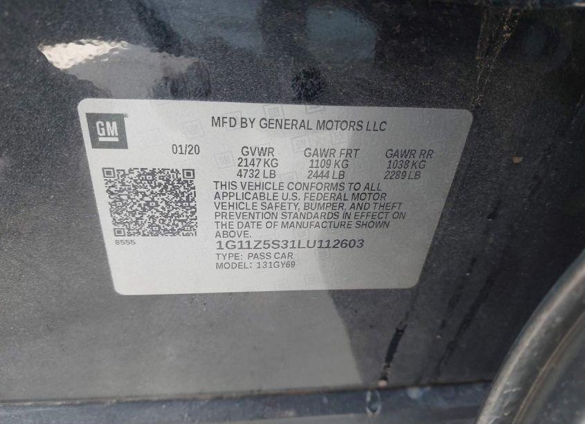 Photo 9 of 2020 Chevrolet Impala FWD LT (VIN 1G11Z5S31LU112603)