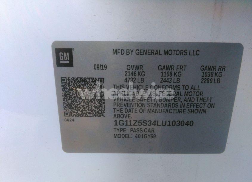 Photo 9 of 2020 Chevrolet Impala FWD LT (VIN 1G11Z5S34LU103040)