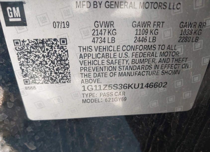 Photo 9 of 2019 Chevrolet Impala LT (VIN 1G11Z5S36KU146602)