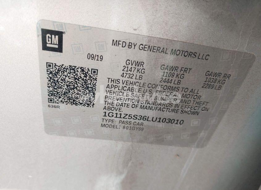 Photo 9 of 2020 Chevrolet Impala FWD LT (VIN 1G11Z5S36LU103010)