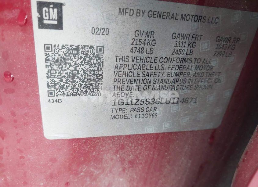 Photo 9 of 2020 Chevrolet Impala FWD LT (VIN 1G11Z5S36LU114671)