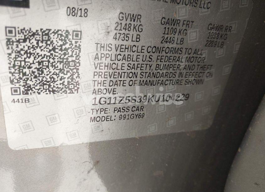 Photo 9 of 2019 Chevrolet Impala LT (VIN 1G11Z5S39KU104229)