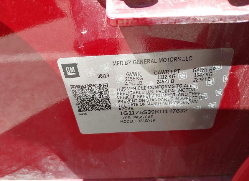 Photo 9 of 2019 Chevrolet Impala LT (VIN 1G11Z5S39KU147632)