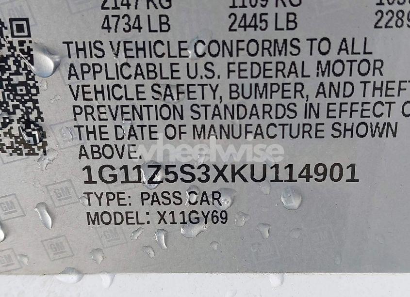 Photo 9 of 2019 Chevrolet Impala LT (VIN 1G11Z5S3XKU114901)