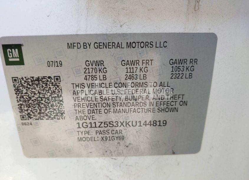 Photo 9 of 2019 Chevrolet Impala LT (VIN 1G11Z5S3XKU144819)