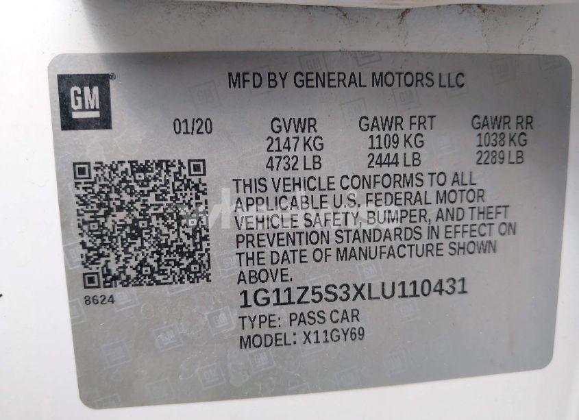 Photo 9 of 2020 Chevrolet Impala FWD LT (VIN 1G11Z5S3XLU110431)