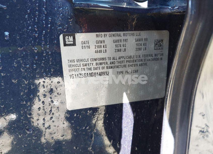 Photo 9 of 2016 Chevrolet Impala LS (VIN 1G11Z5SA0GU140932)