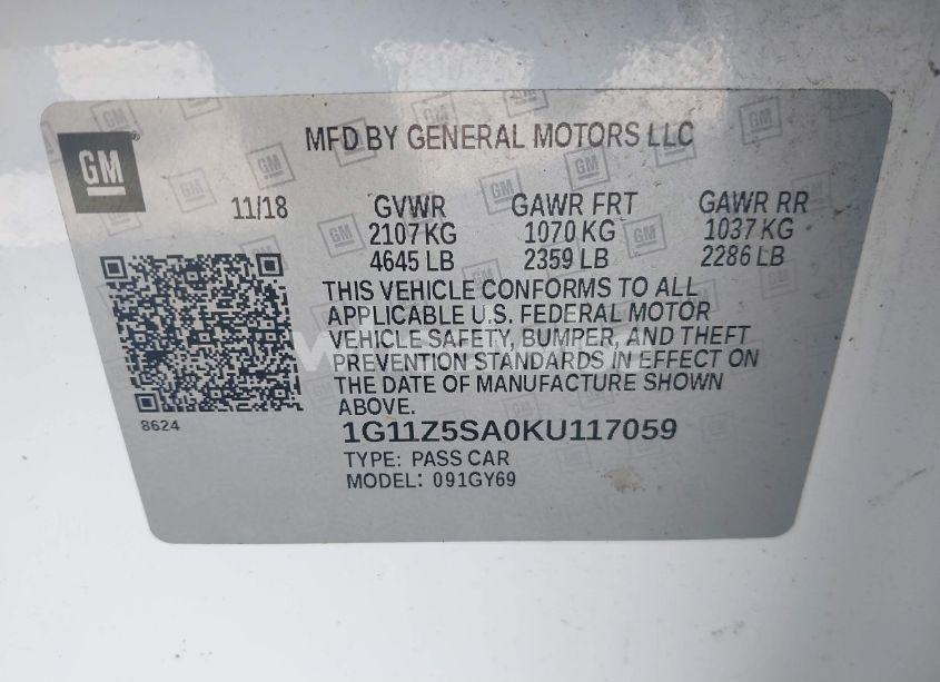 Photo 9 of 2019 Chevrolet Impala LT (VIN 1G11Z5SA0KU117059)