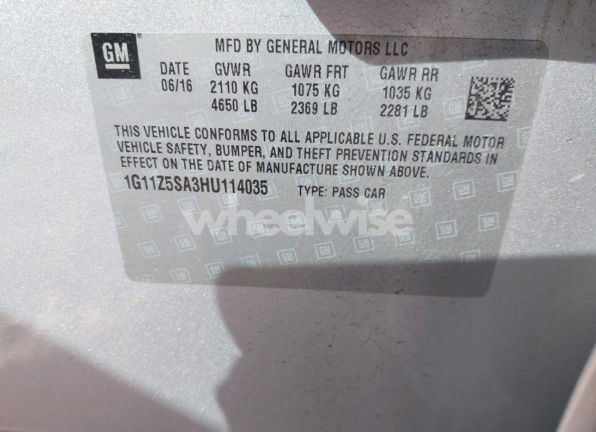 Photo 9 of 2017 Chevrolet Impala LS (VIN 1G11Z5SA3HU114035)